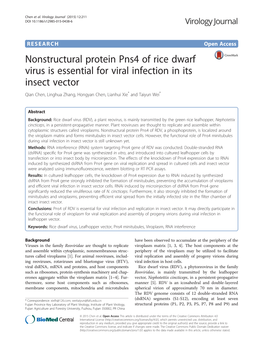 Nonstructural Protein Pns4 of Rice Dwarf Virus Is Essential for Viral