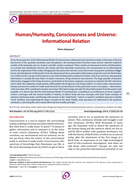 Human/Humanity, Consciousness and Universe: Informational Relation