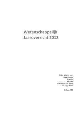 Wetenschappelijk Jaaroverzicht 2012