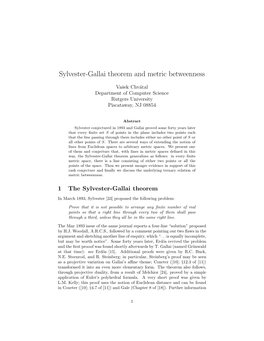 Sylvester-Gallai Theorem and Metric Betweenness