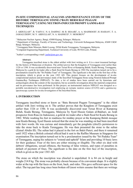 (“Batu Bersurat Piagam Terengganu”) Using Neutron-Induced Prompt Gamma-Ray Techniques