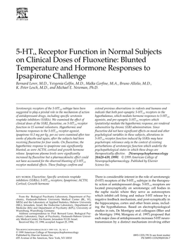 5-HT1A Receptor Function in Normal Subjects on Clinical Doses Of