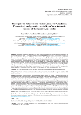 Phylogenetic Relationship Within Cumacea (Crustacea: Peracarida) and Genetic Variability of Two Antarctic Species of the Family Leuconidae