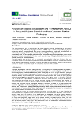 Natural Nanozeolite As Desiccant and Reinforcement Additive in Recycled