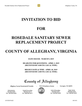 Invitation to Bid for Rosedale Sanitary Sewer