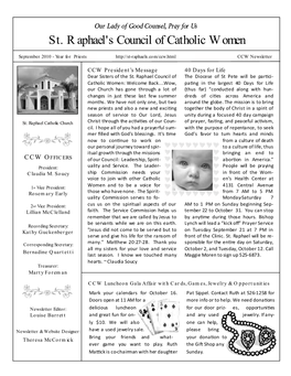 2010-2011 St. Raphael CCW Newsletters