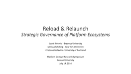 Reload & Relaunch Strategic Governance of Platform Ecosystems