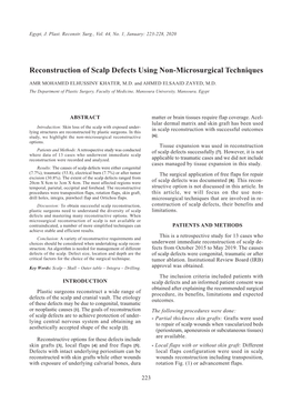 Reconstruction of Scalp Defects Using Non-Microsurgical Techniques