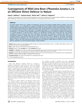 Cyanogenesis of Wild Lima Bean (Phaseolus Lunatus L.) Is an Efficient Direct Defence in Nature