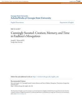 Creation, Memory, and Time in Faulkner's Mosquitoes Joseph C