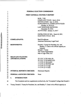 First General Counsel's Report