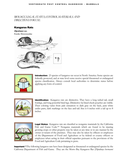 Biology, Legal Status, Control Materials and Directions for Use