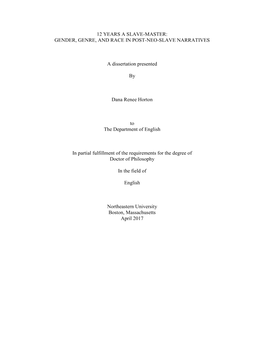 Gender, Genre, and Race in Post-Neo-Slave Narratives