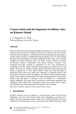 Conservation and Development of Military Sites on Kinmen Island