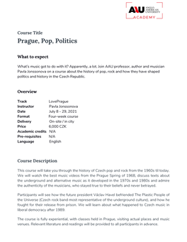 Prague, Pop, Politics