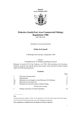 Fisheries (South-East Area Commercial Fishing) Regulations 1986 (SR 1986/219)