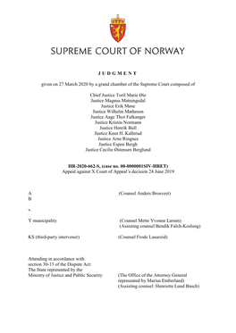 JUDGMENT Given on 27 March 2020 by a Grand Chamber of the Supreme