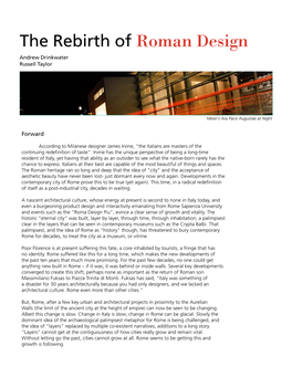 The Rebirth of Roman Design Andrew Drinkwater Russell Taylor