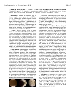 Saturnian Moon Iapetus – Global Albedo Enigma and Cassini Iss Observations