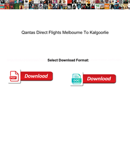 Qantas Direct Flights Melbourne to Kalgoorlie