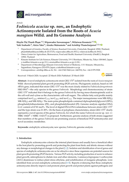 Fodinicola Acaciae Sp. Nov., an Endophytic Actinomycete Isolated from the Roots of Acacia Mangium Willd