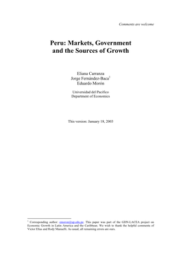 Peru: Markets, Government and the Sources of Growth