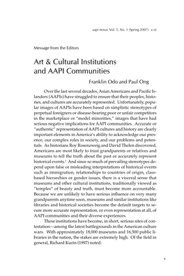 Art & Cultural Institutions and AAPI Communities