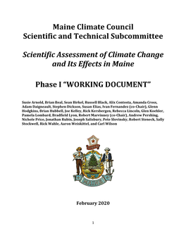 Scientific Assessment of Climate Change and Its Effects in Maine