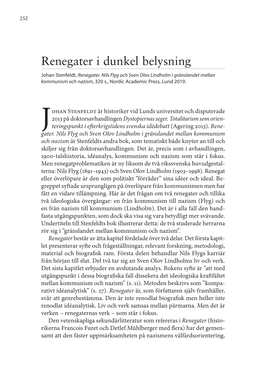 Renegater I Dunkel Belysning Johan Stenfeldt, Renegater