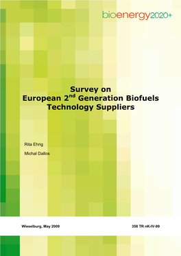 Survey on European 2Nd Generation Biofuels Technology Suppliers