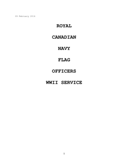 Royal Canadian Navy Flag Officers Wwii Service