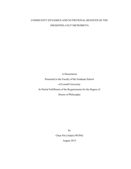 Community Dynamics and Nutritional Benefits of the Drosophila Gut Microbiota