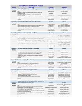 Master List: Symposium Panels
