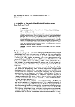 A Revised List of the Agaricoid and Boletoid Basidiomycetes from India Andnepal