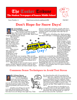 The Tusker Tribune the Student Newspaper of Somers Middle School