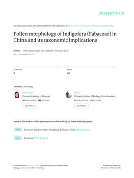 Pollen Morphology of Indigofera (Fabaceae) in China and Its Taxonomic Implications