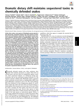 Dramatic Dietary Shift Maintains Sequestered Toxins in Chemically Defended Snakes