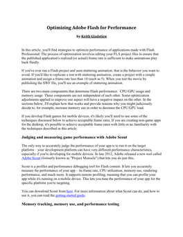 Optimizing Adobe Flash for Performance
