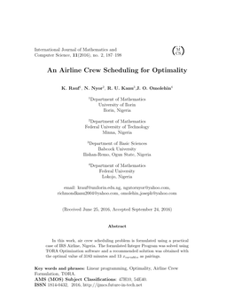 An Airline Crew Scheduling for Optimality