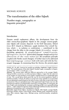 The Transformation of the Older Fuþark Number Magic, Runographic Or Linguistic Principles?