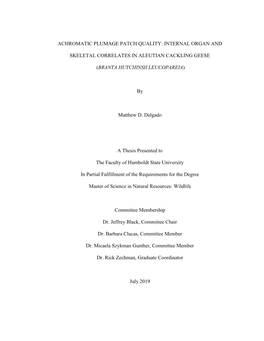 Internal Organ and Skeletal Correlates in Aleutian Cackling Geese (Branta Hutchinsii Leucopareia)