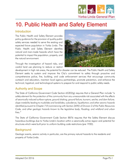 10. Public Health and Safety Element