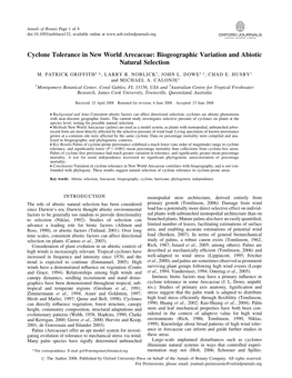 Cyclone Tolerance in New World Arecaceae: Biogeographic Variation and Abiotic Natural Selection