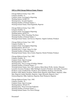 1992 to 1994 Chicago/Midwest Emmy Winners