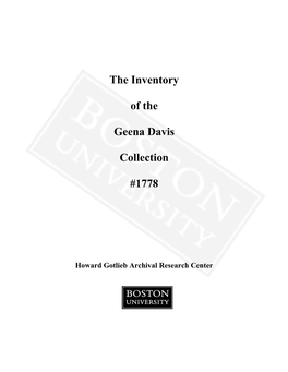 The Inventory of the Geena Davis Collection #1778