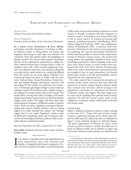 Perception and Familiarity of Diatonic Modes