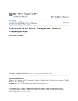 The September 11Th Victim Compensation Fund