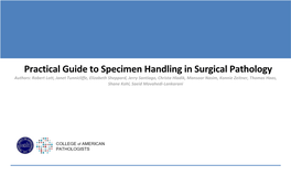 Practical Guide to Specimen Handling in Surgical Pathology