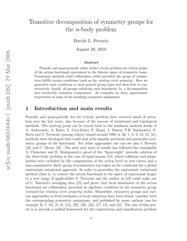 Transitive Decomposition of Symmetry Groups for the N-Body Problem