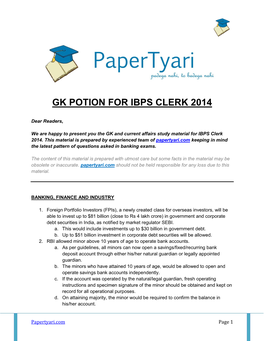 GK Potion for IBPS Clerk.Docx